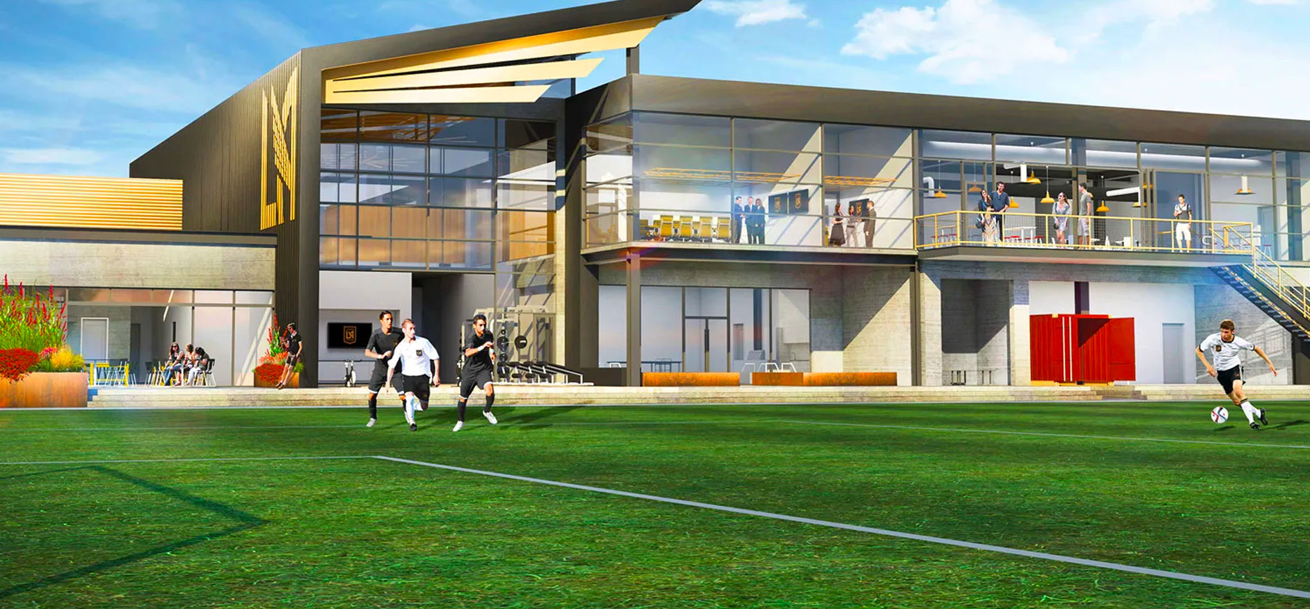 Rendering of the LAFC training facility on the Cal State LA campus.