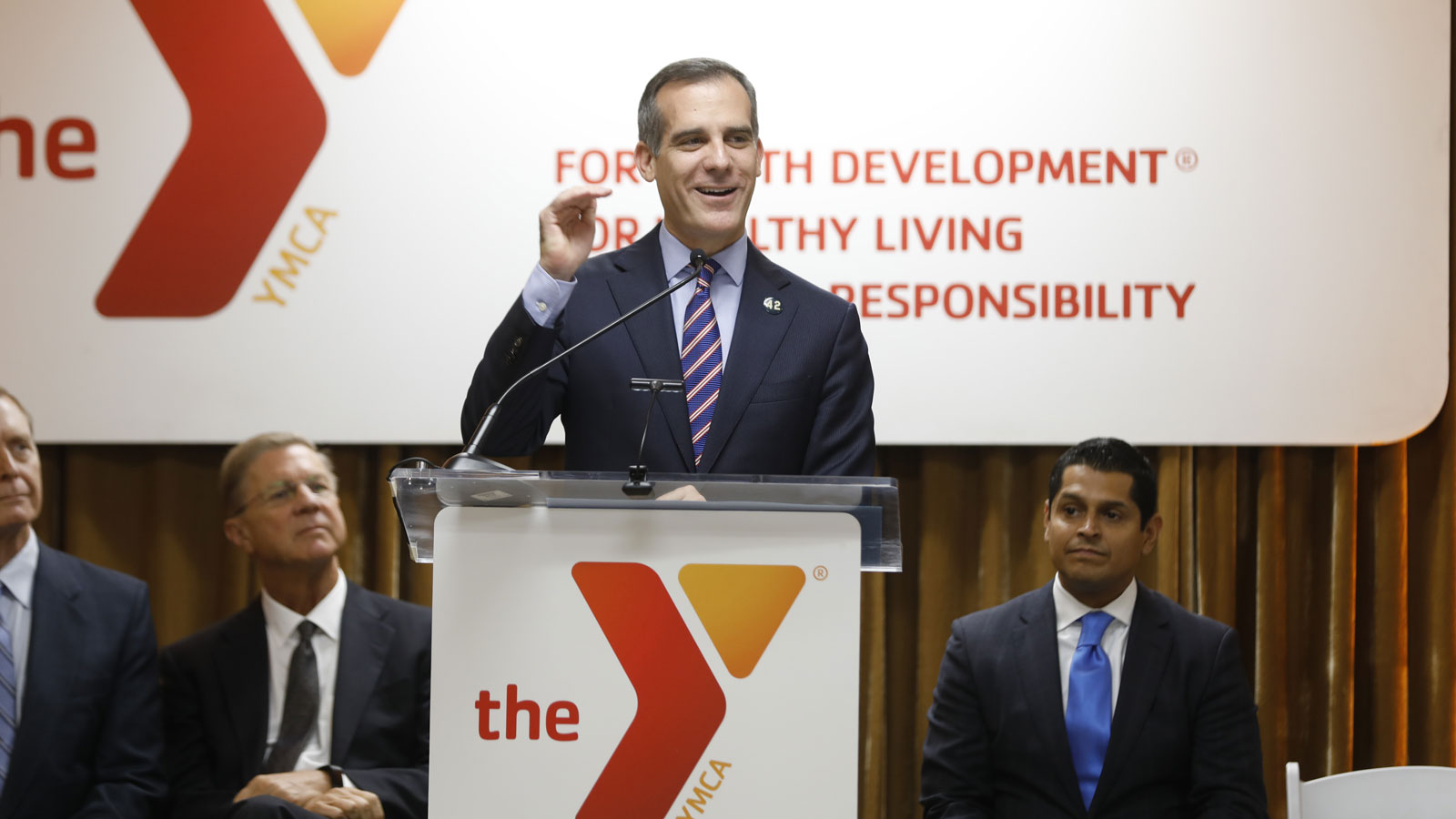 Mayor Eric Garcetti announces Achieve LA, a partnership between Cal State LA and the YMCA of Metropolitan Los Angeles Mayor Eric Garcetti announces Achieve LA, a partnership between Cal State LA and the YMCA of Metropolitan Los Angeles