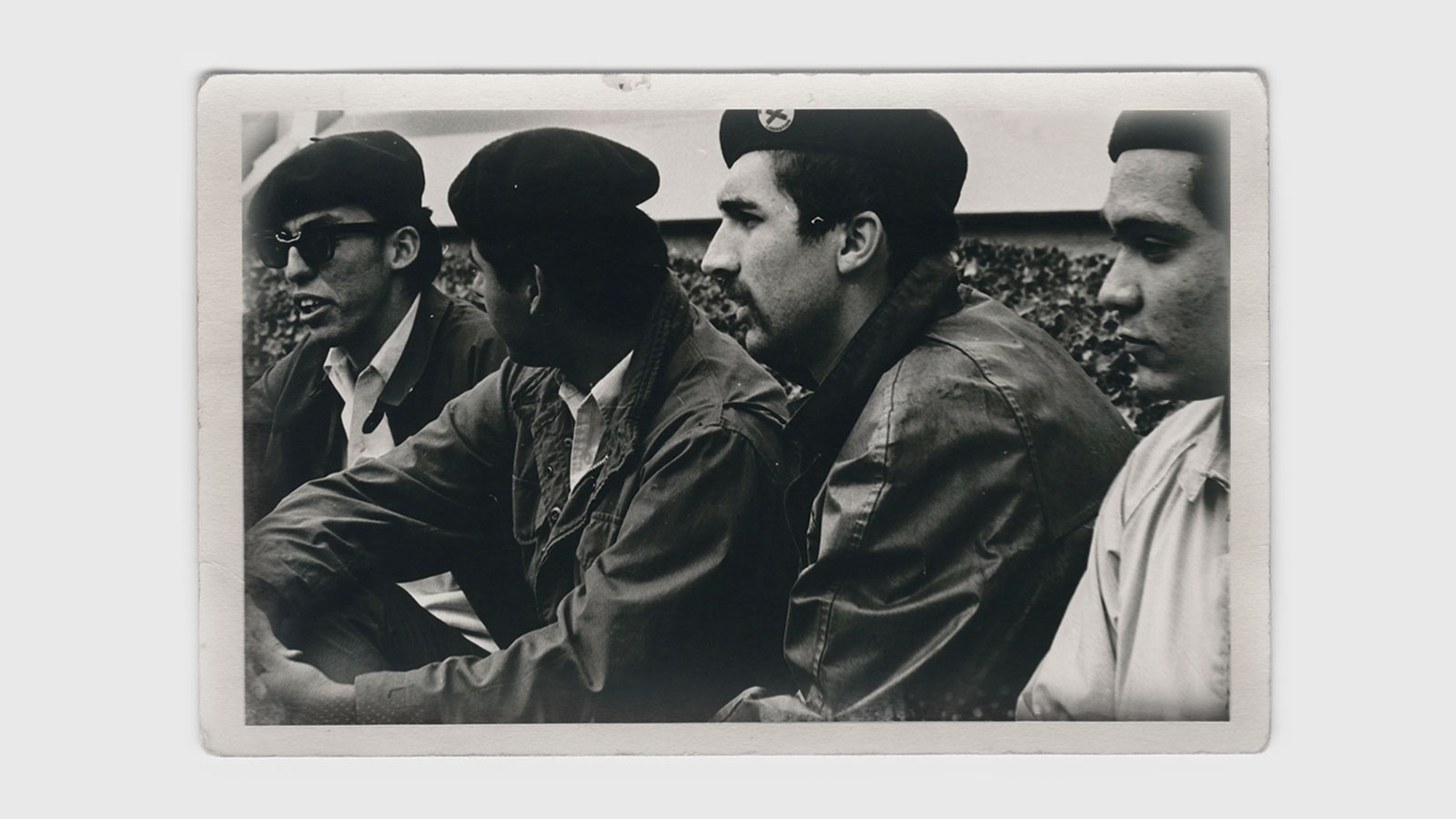 Brown Berets (circa 1968) Group of four Chicano students wearing brown berets (circa 1968)