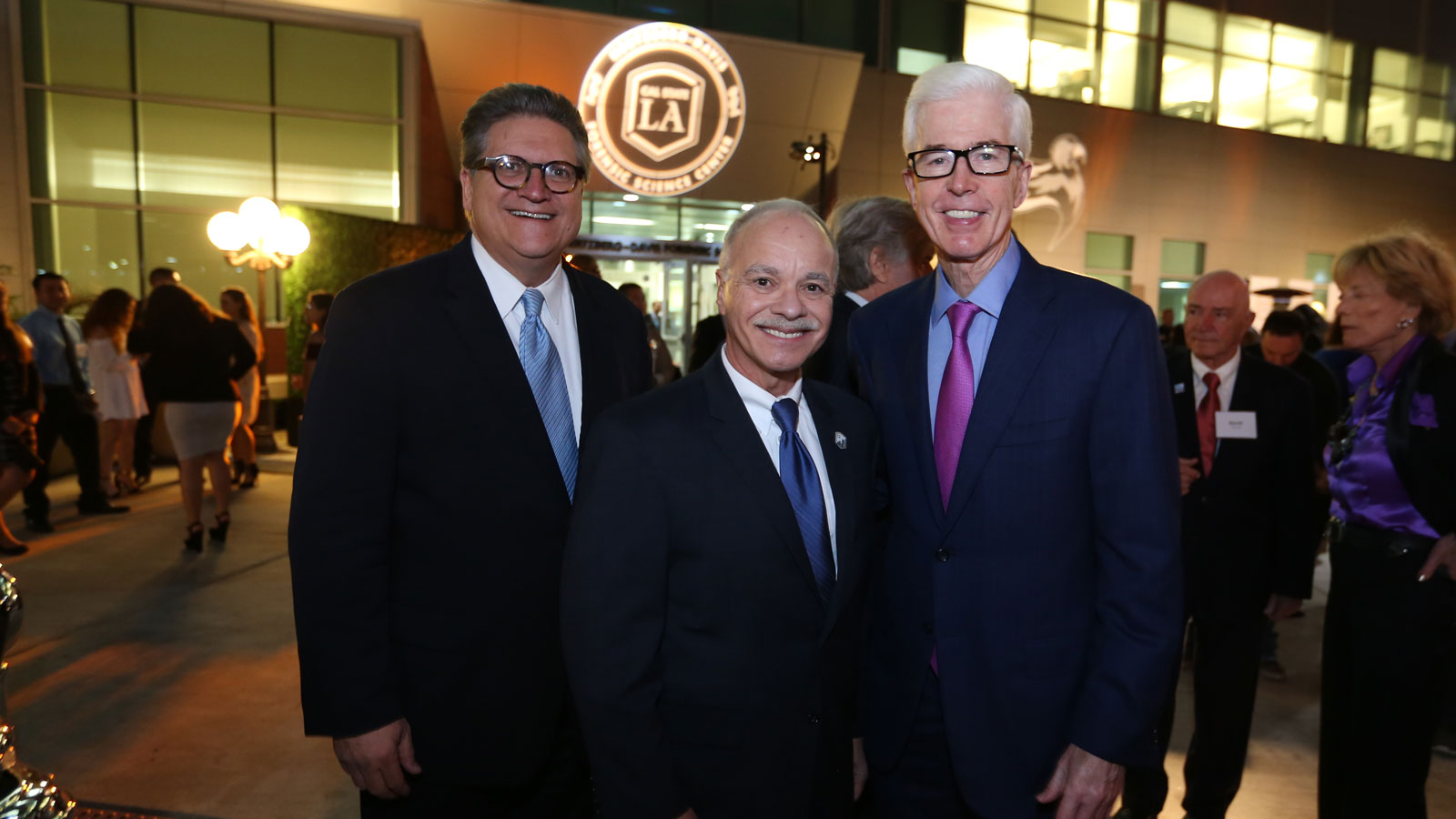 Cal State LA President William Covino (center) with State Sen. Robert M. Hertzberg (left) and former Gov. Gray Davis (right). Cal State LA President William Covino (center) with State Sen. Robert M. Hertzberg (left) and former Gov. Gray Davis (right).