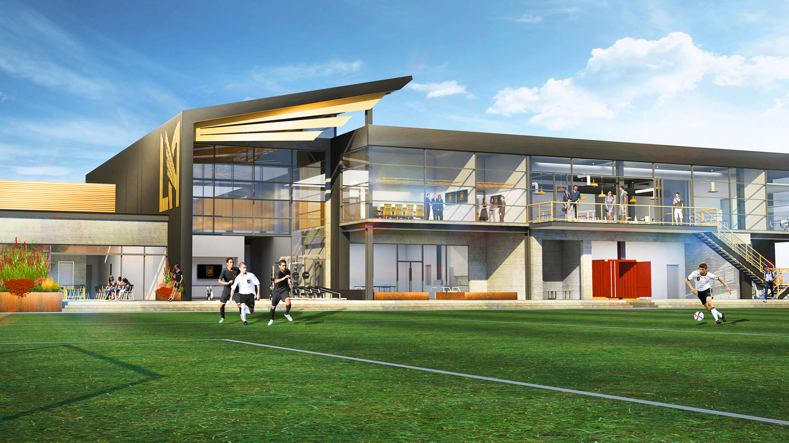 Rendering of the LAFC training facility on the Cal State LA campus. Rendering of the LAFC training facility on the Cal State LA campus.
