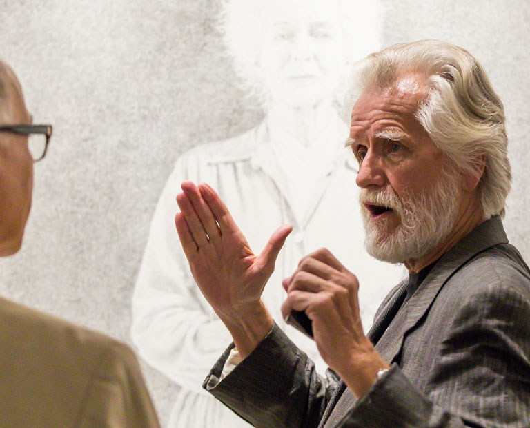 Alumnus Kent Twitchell at Cal State LA's "Legacies" exhibit. Alumnus Kent Twitchell at Cal State LA's "Legacies" exhibit.