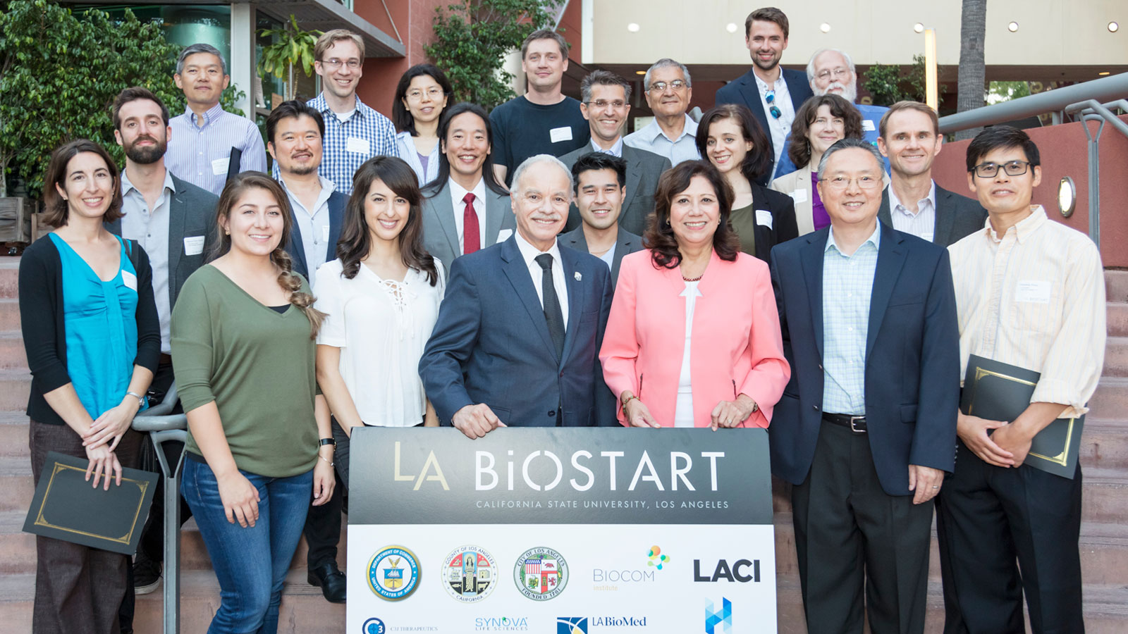 Johni Chi with the innaugural LA BioStart team and L.A. County Supervisor Hilda L. Solis (in Pink). Johni Chi with the innaugural LA BioStart team.