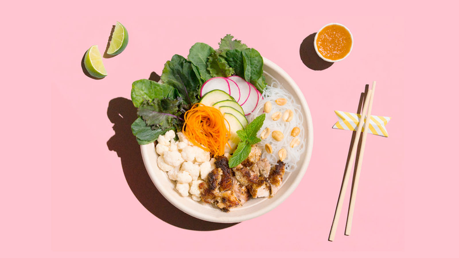 Everytable Vietnamese Chicken Salad plate setting Everytable Vietnamese Chicken Salad plate setting