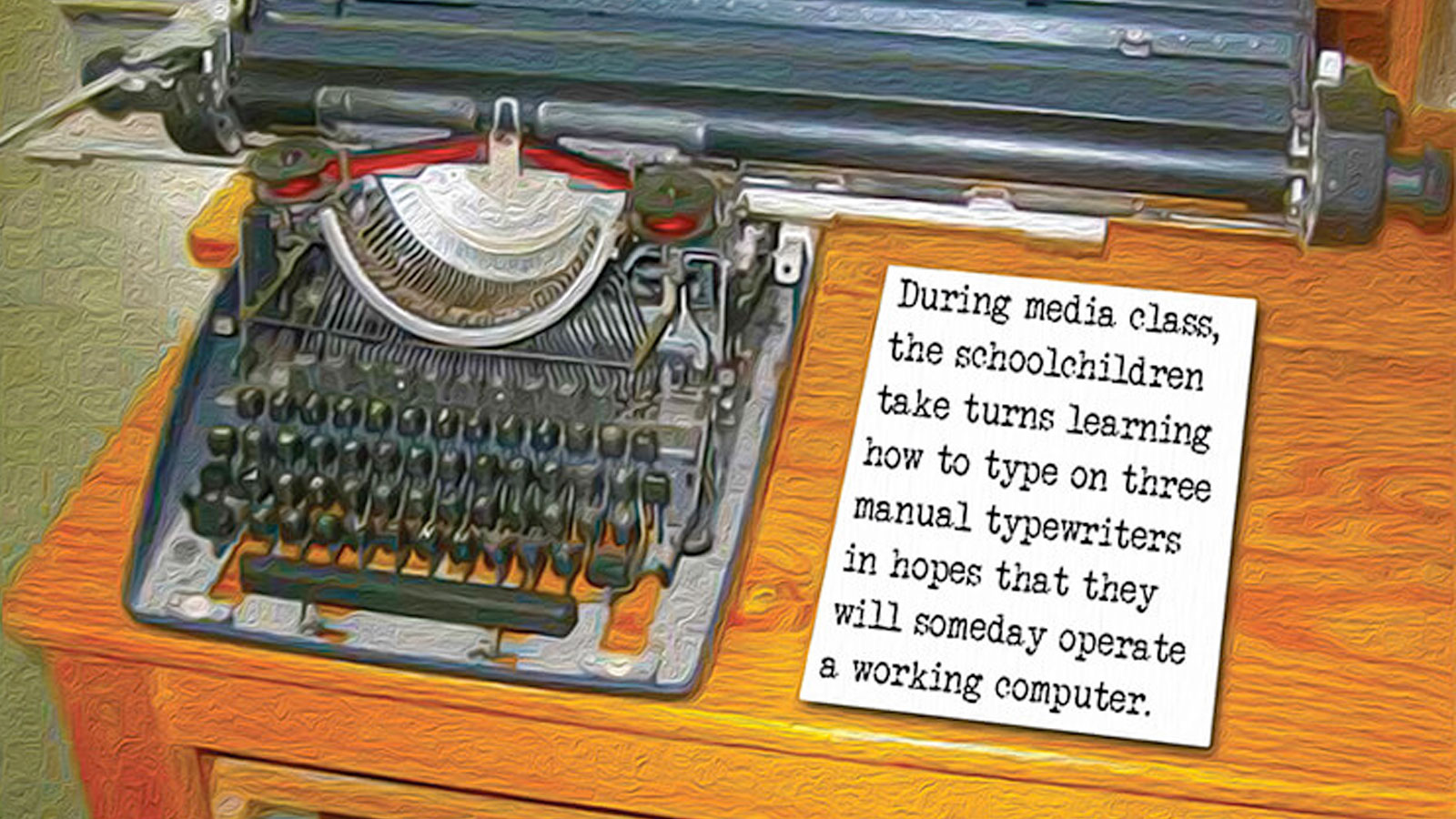 A typewriter on a desk