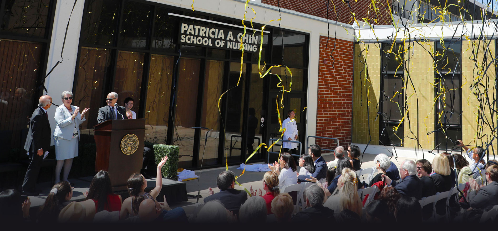 Patricia A. Chin and the University community celebrate the dedication of Patricia A. Chin School of Nursing.