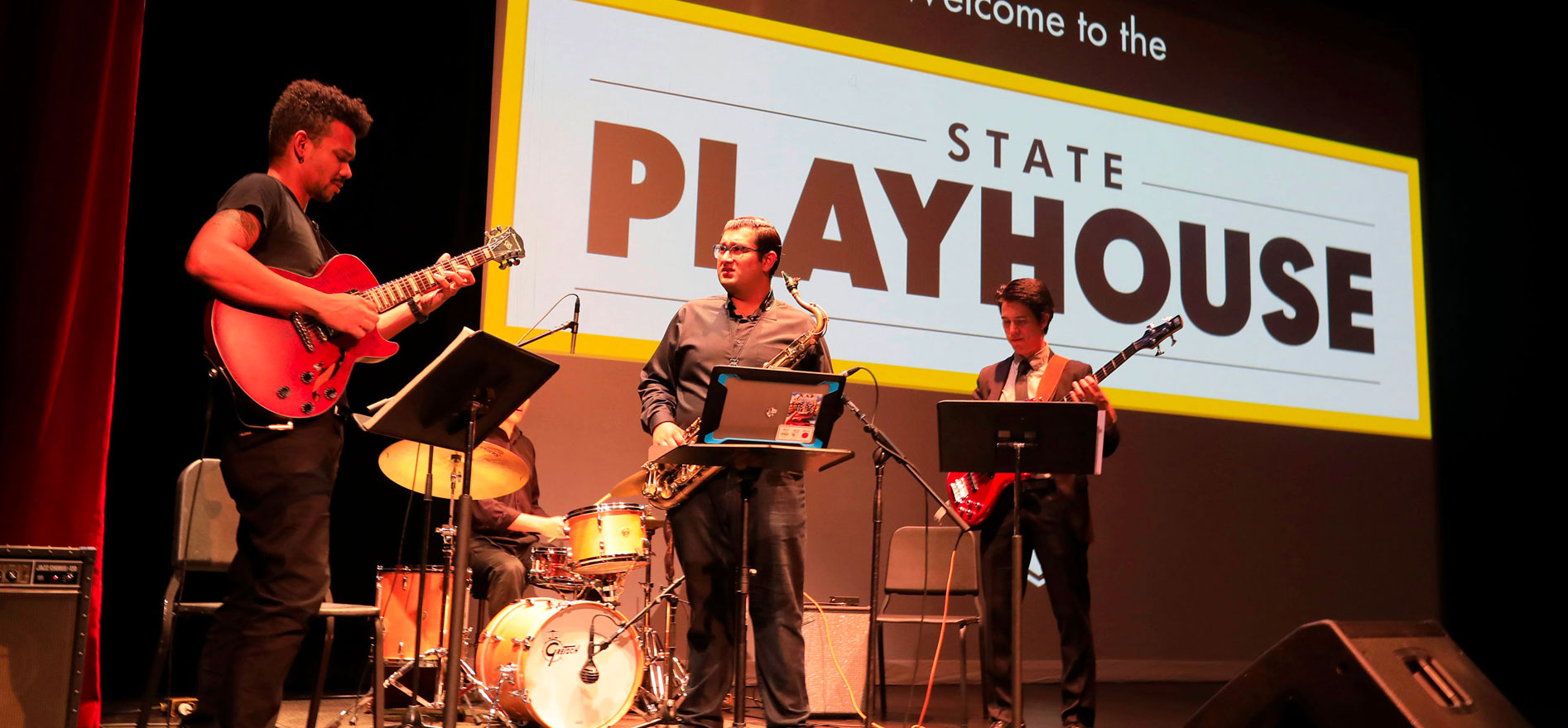 Students and faculty performing live in the State Playhouse.